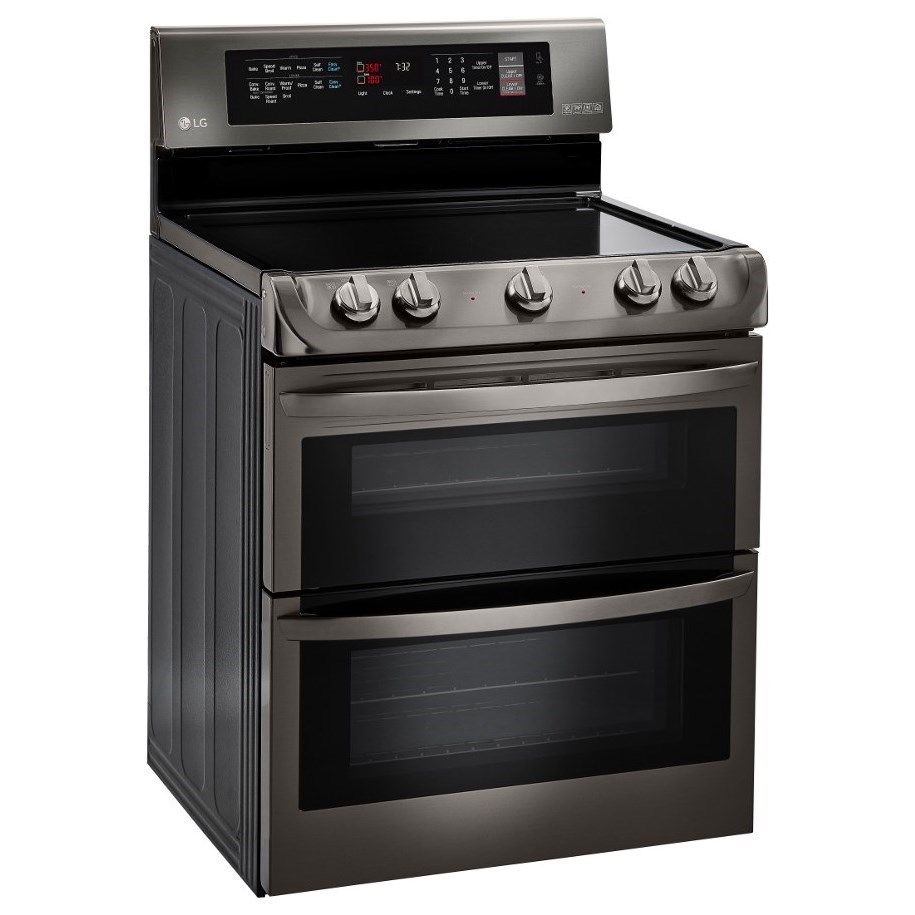 Gas range with outlet electric double oven